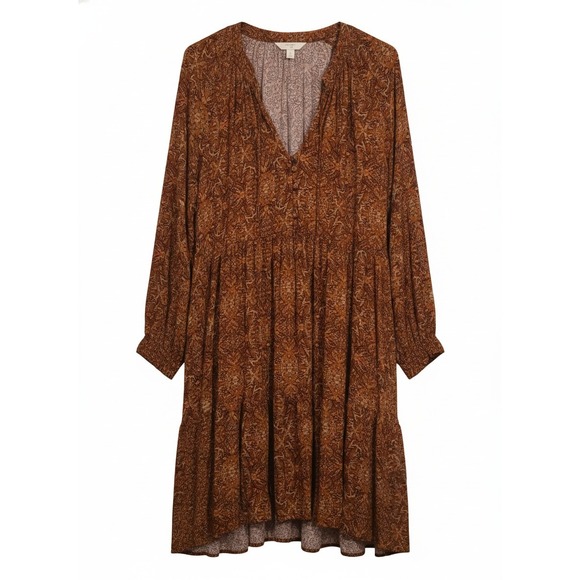 Elegant Brown Long-Sleeve Dress - Picture 3 of 4